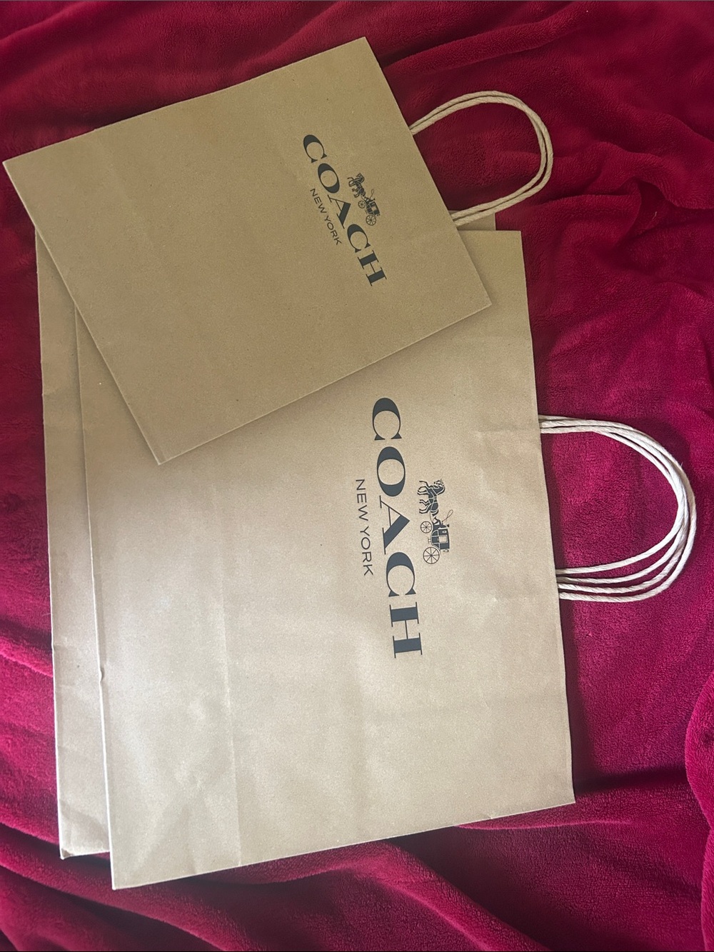 Coach Brown Paper Tote Bags with Black Logo